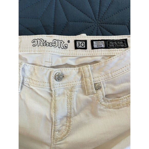 Miss Me Jeans Women's 30 Bootcut Mid Rise‎ Western Cowgirl Rodeo Denim White - Picture 15 of 15